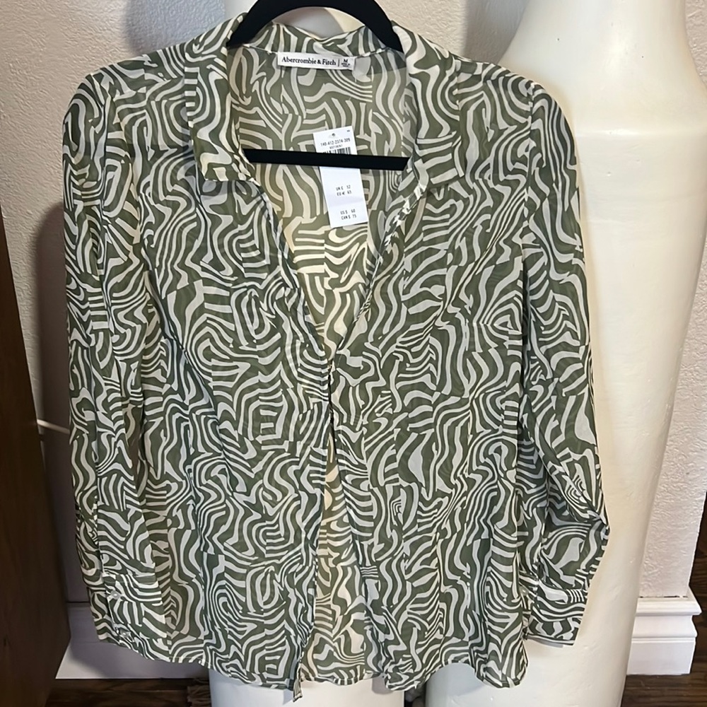 Print collared blouse